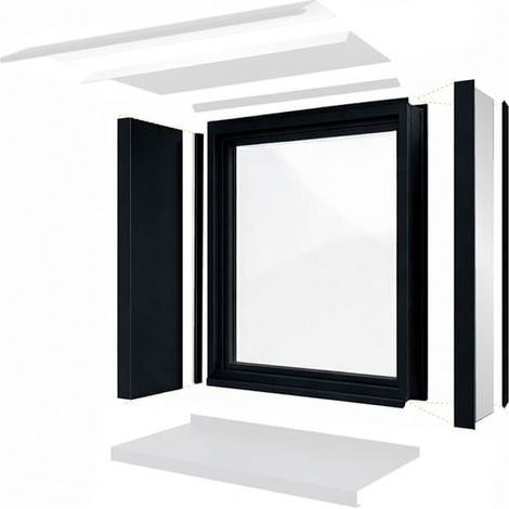 Habillage de tableau aluminium pour encadrement de fenêtre - Hauteur 1m - Profondeur 200mm - Couleur Noir foncé RAL9005 - ALUHOME