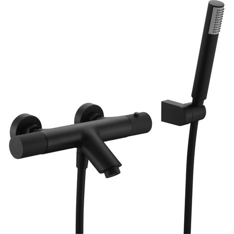 Grifo para ducha y bañera termostático fabricado en latón de acabado negro mate Line de Imex