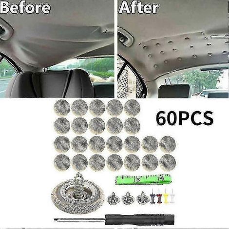Lot de 60 goupilles de fixation pour ciel de toit affaissé, à boucle automatique, pour réparation de plafond de voiture