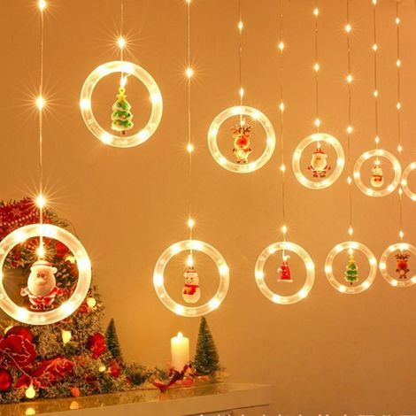 Guirnalda de luces navideñas, decoración de interiores, luces LED impermeables para ventanas (luz cálida y redondas) (1/4)