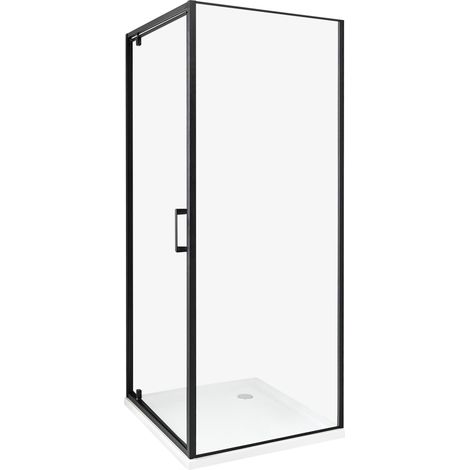 Box Doccia Vetro Temperato Cornice nero Porta Singola 70 x 70 x 185 cm Darli