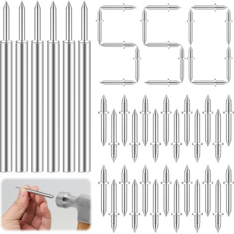 Lot de 550 clous de plinthes à double tête invisibles avec 6 outils de manchon, clous en acier sans couture avec fil de base à double tête, clous à double tête sans traces pour décoration d'intérieur (1/5)