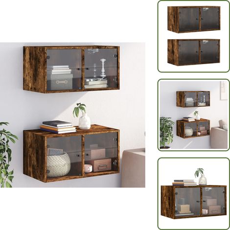 Ante in vetro - vidaXL Mobili a Muro con Ante in Vetro 2pz Rovere Fumo 68,5x37x35 cm - Armadi con ante in vetro