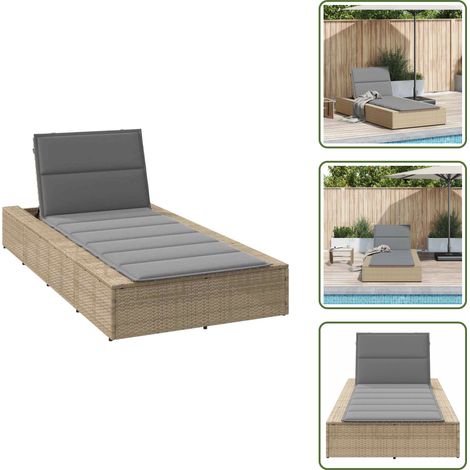 vidaXL Transat avec coussin flottant beige résine tressée (1/5)
