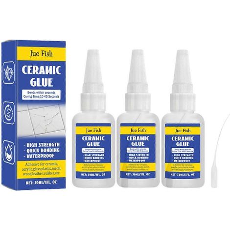Lot de 3 adhésifs de réparation pour céramique, pour la réparation rapide des fissures et des cassures de porcelaine. Multifonctionnel. (1/4)