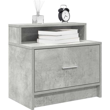 Nachttische mit Schublade 2 Stk. Betongrau 51x31x47 cm