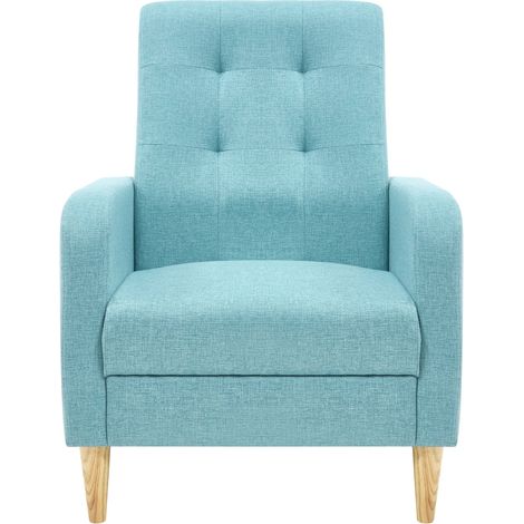 Sillón tapizado azul con respaldo alto y brazos, 68 x 90,5 x 73,5 cm, MODENUIT (1/5)