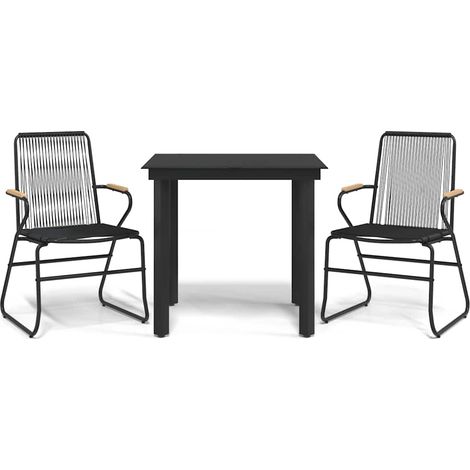 Maison Exclusive - 3-tlg. Garten-Essgruppe Schwarz PVC Rattan