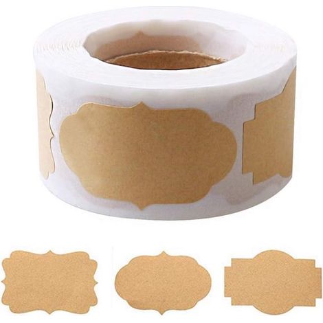 Rollen selbstklebende Geschenkanhänger (insgesamt 1000 Etiketten), Namensschilder für Gläser, 3 x 5 cm, braun, matte, beschreibbare Oberfläche, f (1/5)