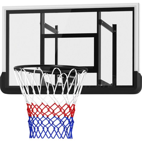 Basketballkorb mit Rückwand für Outdoor & Indoor, Basketballbrett mit Ø45 cm Stahlkorb und Netz, Wandmontage, Basketball Board für Erwachsene, Schwarz (1/5)