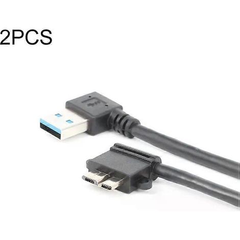 Câble de charge et de données USB 3.0 coudé - Lot de 2, connecteur mâle droit vers micro USB, 27 cm (1/5)