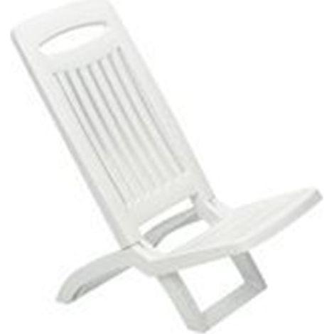 TrAdE Shop Traesio - Set 4 Sedie Spiaggina Bassa Da Spiaggia Mare Piscina In Plastica Bianca Pieghevole 009259 -