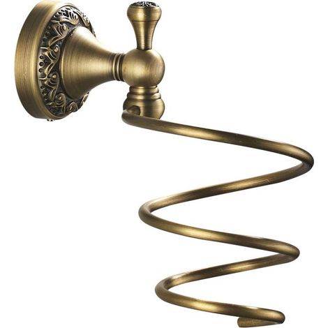 Porte-Sèche Cheveux Support sèche-cheveux Bronze Revêtement, rétro cuivre solide avec einschnitt Montage mural de conservation Bain Accessoires Accessoires décor (1/5)