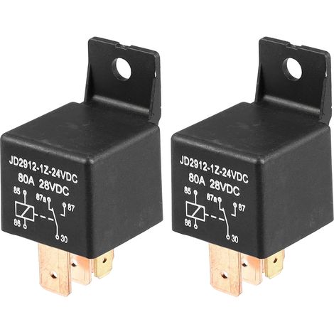 Relais 5 Broche 24V 80Amp SPST Noir 2Pcs Pour Voiture Plastique