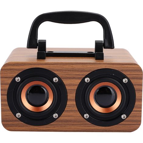 Enceinte Bluetooth sans fil rétro en bois, lecteur de musique portable pour téléphone portable PC, aspect bois (1/5)