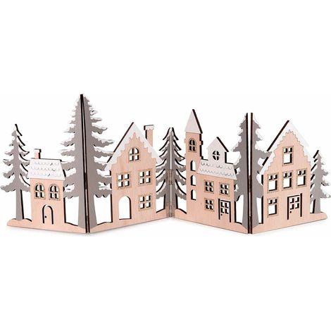 Villaggio Natalizio in Legno - Set da 2 Staccionate per Presepe e Vetrine (1/2)