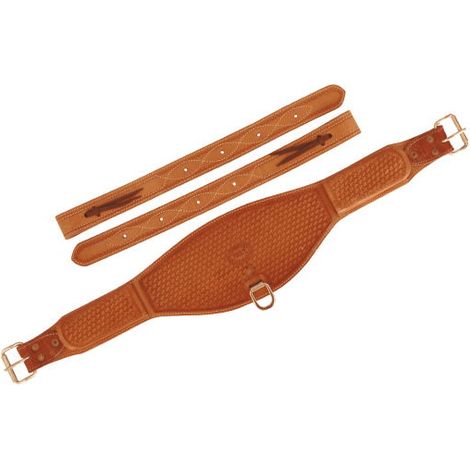 Cuir huilé marron foncé - Large sangle arrière de la piscine en cuir avec vannerie et pointes coordonnées
