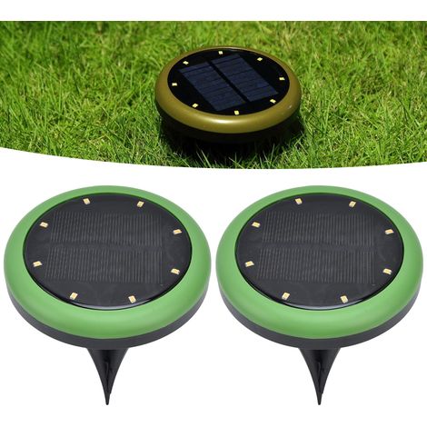 Lampe solaire LED étanche IP65 à encastrer, éclairage extérieur pour pelouse et jardin, lumière chaude, coque verte, lot de 2 (1/5)