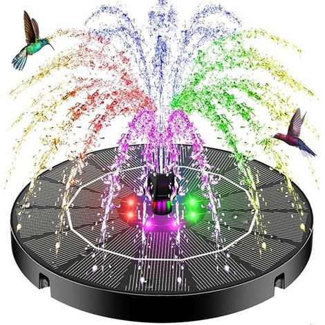 Fontaine solaire flottante Ø160 mm 3,5 W – Fontaine de jardin avec éclairage LED – Pompe à eau pour bain d’oiseaux petit bassin piscine et décoration extérieure (1/5)