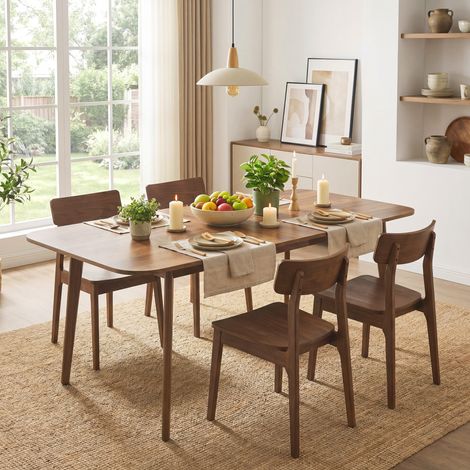 Table Extensible de Repas, Capacité 120 kg, Bureau ou Salle à Manger, Design Moderne, Marron