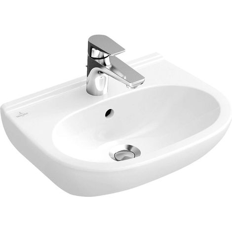 Lavabo compact VB O.novo 550 x 370 mm ovale 1 HL avec trop-plein. Blanc Alpine CeramicPlus (1/2)