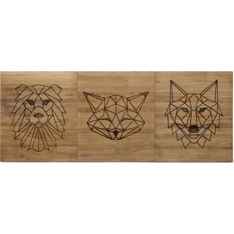 Cabecero Tríptico Animales Espirituales ECO 150x59 en madera maciza de pino acabado vintage Box Furniture (1/5)