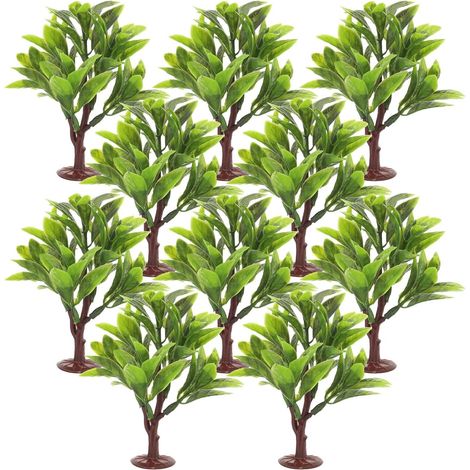 10 Pièces Petits Arbres Artificiels, Arbres Réalistes, Plante Artificielle en Plastique, pour Maquettes de Sable et Bureaux, Décor de Micro-Paysage (1/5)