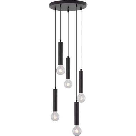 Suspension décorative 5xE27 23W IP20 – Métal noir (1/4)