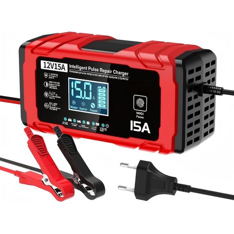 15A Chargeur de Batterie Voiture - 12V 15A Chargeur Batterie Moto Intelligent Entièrement Automatique avec Compensation de Température pour Les Batteries Plomb-Acide et LifePO4, Bateaux,Moto (1/5)