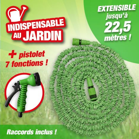 Tuyau d'arrosage extensible jusqu'à 22,5 mètres de longueur + pistolet multijets (1/5)