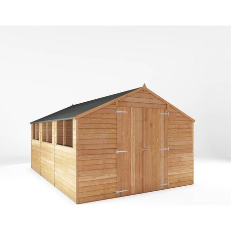 15 x 10 Feet Overlap Apex Workshop - Timber - L443.7 x W309.7 x H225.4 cm - Brown