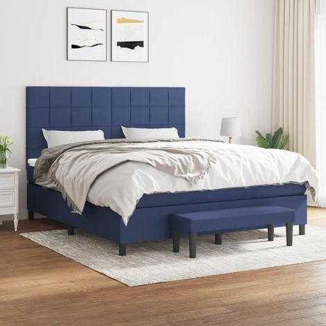 Lit adulte Contemporain Lit à sommier tapissier avec matelas Bleu 160x200 cm Tissu 72227 (1/5)