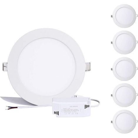 Panneau LED rond 12 W, spot LED encastré, blanc neutre 6000 K-6500 K, plafonnier encastré, ultra-plat, driver inclus, 230 V 960 lumens, remplace un halogène 100 W [A+] (1/5)