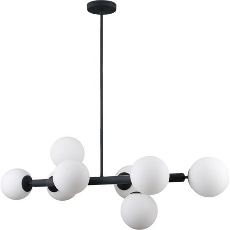 Italux Raddi - Lampada a sospensione moderna nera a 8 luci con paralume bianco, G9 (1/3)