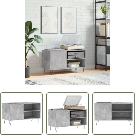 Rangement disques -  Armoire à disques gris béton 85x38x48 cm bois d'ingénierie (1/5)