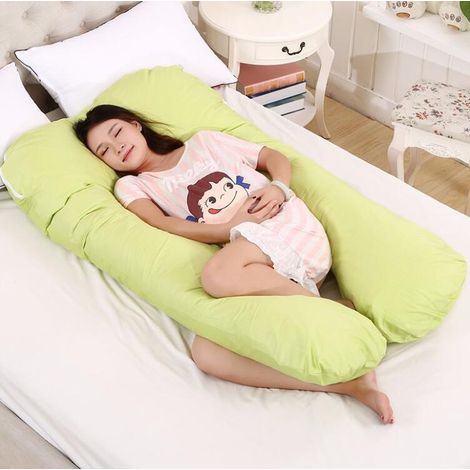 Coussin de grossesse en coton, coussin en forme de U amovible et lavable-AquaForge (1/5)