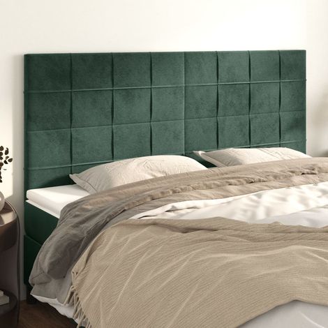 Têtes de lit 4 pcs pour lit adult Décoration murale Vert foncé 80x5x78/88 cm Velours CFW505668 (1/5)