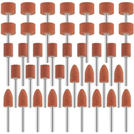 Jeu de 42 Meules en Oxyde d'Aluminium Mèches de Ponage avec Tige de 1/8" Compatible avec Dremel pour Meulage, Polissage ébarbage métaux (1/4)