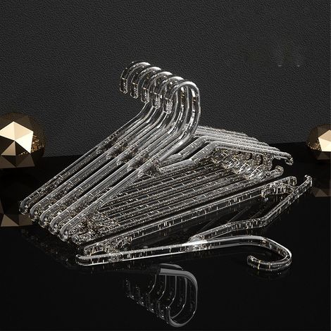 10 Cintres Plastique Transparent Sans Couture Anti-Dérapant Séchage Résistant aux Plis pour Salle de Bain Balcon Lot de 10 (1/3)