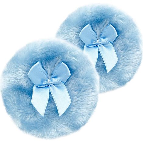Grande houppette duveteuse, houppette cosmétique pour le corps, houppette douce pour le visage et le corps (bleue) (1/5)