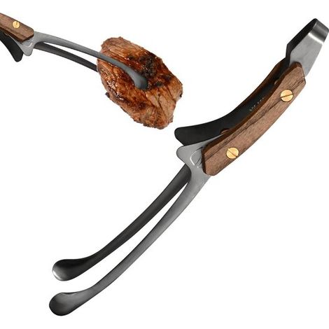 Pince à spatule - Pince japonaise pour barbecue - Pince argentée autoportante - Pince antidérapante et résistante à la chaleur - Pince pour barbecue - Accessoires de camping (1/5)