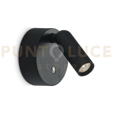 BEAN APPLIQUE A PARETE CON INTERRUTTORE TATTILE LED 3000k 3W 200 lm NERO CON BATTERIA