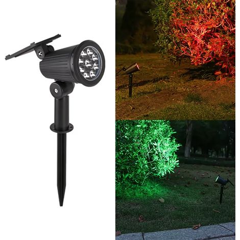 Projecteur solaire extérieur (lumière RGB) 9 LED à luminosité réglable, étanche IP65, compatible avec jardins, terrasses et porches. (1/5)
