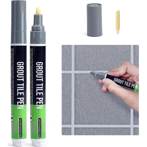 Stylo de réparation de joints muraux, 2 marqueurs de peinture pour carrelage, scellant pour sol, salle de bain, cuisine, balcon, chambre, bureau (1/5)