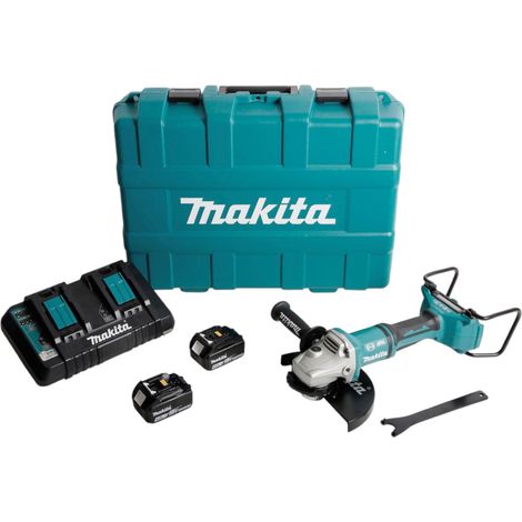 Makita DGA 900 PMKX2 Meuleuse d'angle sans fil 36V ( 2x18V ) 230mm Brushless + 2x Batteries 4,0Ah + Chargeur d'ouble + Écrou de serrage rapide ''Ezynut'' + Coffret (1/4)