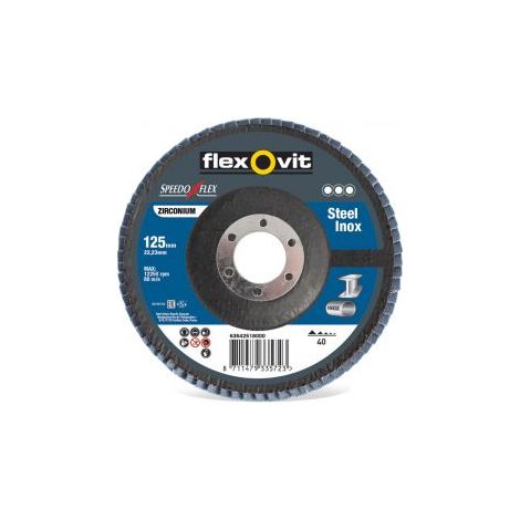 Disque à lamelles 125mm grain 80 conique Zirconium plateau fibre Speedo/Flex - Flexovit
