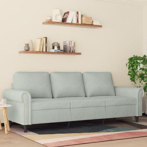 Canapé-Sofa à 3 places Gris clair 180 cm Velours 416071 (1/5)