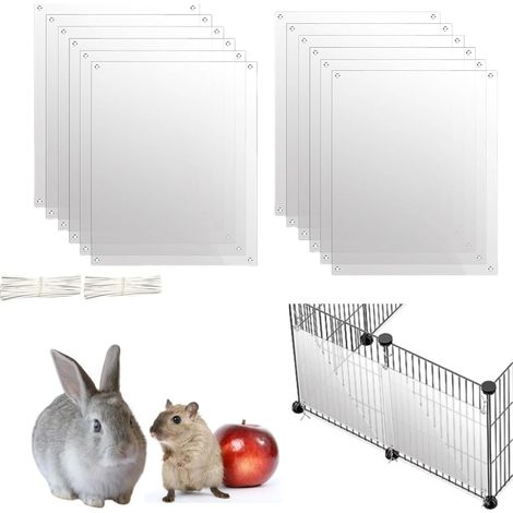 Lot de 12 plaques anti-urine en plastique transparent 26 x 21 cm avec 100 bandes, doublure latérale – Empêche les fuites d'urine pour lapins, cochons d'Inde, hamsters, chinchillas et autres (1/5)