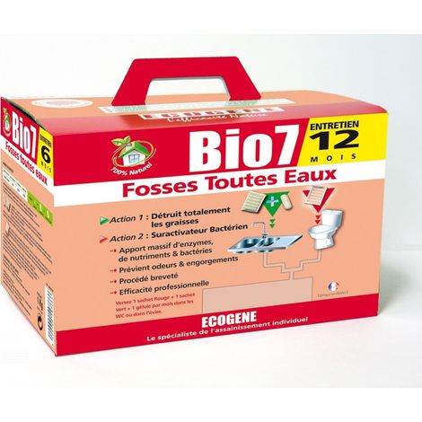 Traitement fosses toutes eaux 24 sachets – Élimine graisses et odeurs – Entretien 12 mois pour fosse 3 m³ – Compatible toutes fosses – Ab7 Industrie