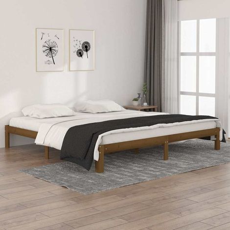 vidaXL Estructura cama sin colchón madera pino marrón miel 200x200 cm (1/5)